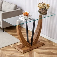 Durable Tempered Glass Tabletop with Solid Base, Easy to Assemble