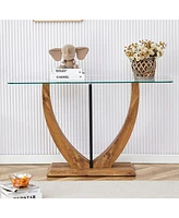 Streamdale Furniture Durable Tempered Glass Tabletop with Solid Base, Easy to Assemble