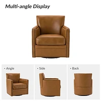 Hulala Home Pascual Contemporary 29'' Wide Genuine Leather Swivel Chair