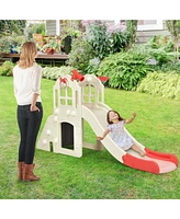 Skonyon 6-in-1 Toddler Climber Slide Playset with Basketball Hoop