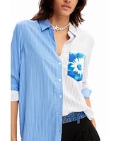 Desigual Women's Striped patchwork flower shirt