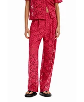 Desigual Women's Tailored floral lace trousers