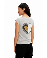 Desigual Women's Shiny heart T-shirt