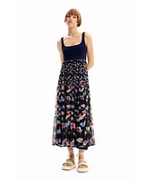 Desigual Women's Combination floral midi dress