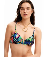 Desigual Women's Jungle Design Triangle Bikini Top