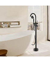 Boyel Living 6 Gpm 2-Handle Floor Mount Freestanding Tub Faucet with Hand Shower and Built-in Valve