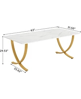 Tribesigns Executive Desk, 63” W x 31.5” D Large Office Desk, Modern Computer Desk Conference Table Meeting Room Table, Business Furnitu