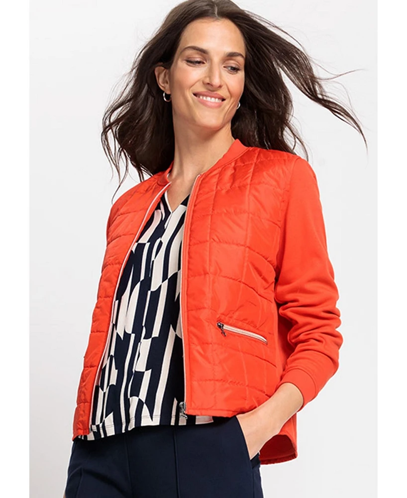 Olsen Women's Mixed Media Zip Front Jacket