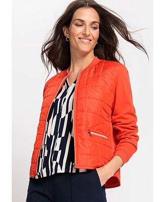 Olsen Women's Mixed Media Zip Front Jacket