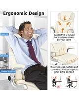 Skonyon Ergonomic Office Pu Leather Executive Chair with Flip-up Armrests and Rocking Function