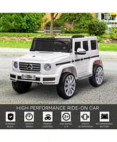 Aosom 12V Benz G500 Licensed Kids Electric Car with Remote Control, White