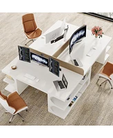 Tribesigns Wood Executive Desk, 62 Inches Computer Desk, Large Office Desk with Shelves, Extra Long Writing Desk for Home, Modern Individual Workstati