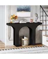 Tribesigns 47 Inches Console Table, Black Entryway Table, Modern Hallway Table, Sofa Table with Arch Base, Unique Foyer Table, Behind Couch Table, Woo