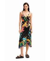 Desigual Women's Jungle design wrap midi dress