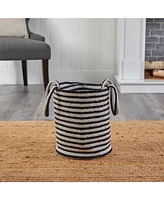 Slickblue Boho Chic Basket Handwoven Black and White Stripe