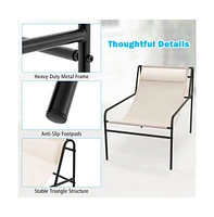 Sugift Patio Sling Lounge Chair with Removable Headrest Pillow and Metal Frame