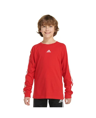 adidas Big Boys Long Sleeve 3-Stripe Raglan Tee