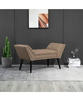 Homcom Modern Upholstered Accent Bench w/Out Tilted Legs, High-Density Sponge Grey