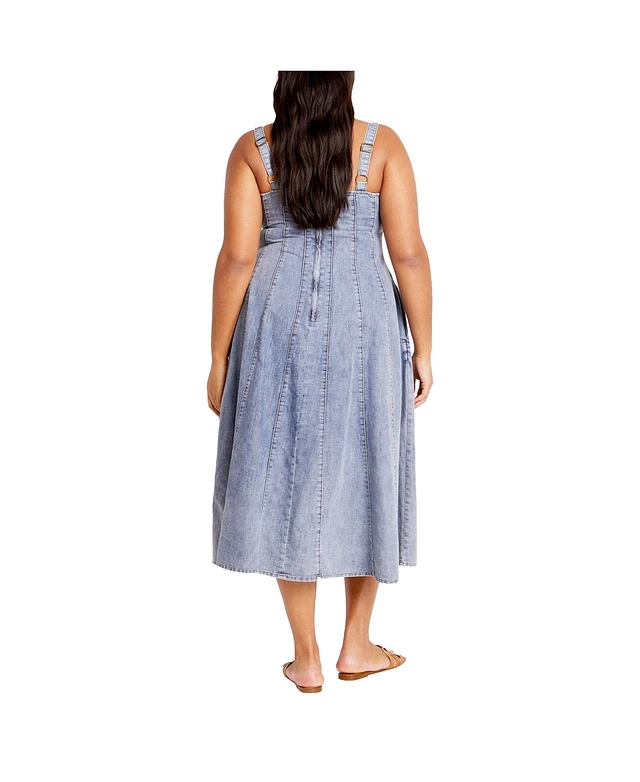 macy's plus size denim dress On 34th Trendy Plus Size Denim Tiered Midi Dress, Created for Macy's