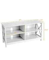 Gymax Tv Stand Entertainment Media Center for Tv's up to 55'' w/ Storage Shelves White