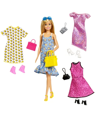 Barbie Doll with Clothes and Accessories for 4 Complete Outfits - Multi