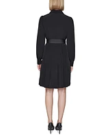 Karl Lagerfeld Paris Women's Belted Blouson-Sleeve Shirtdress