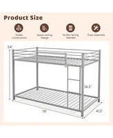 Sugift Low Profile Twin Over Metal Bunk Bed with Full-length Guardrails