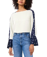 Vince Camuto Women's Mixed-Media Crewneck Top