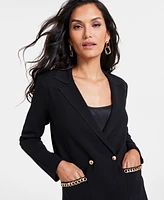 I.n.c. International Concepts Women's Braid-Trim Notch-Collar Sweater Blazer, Created for Macy's