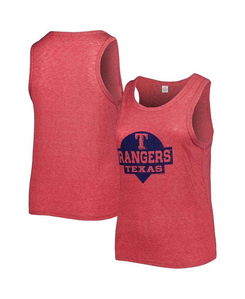 Soft As A Grape Women's Red Texas Rangers Plus High Neck Tri-Blend Tank Top