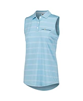 FootJoy Women's Blue The Players Space Dye Stripe Sleeveless Polo