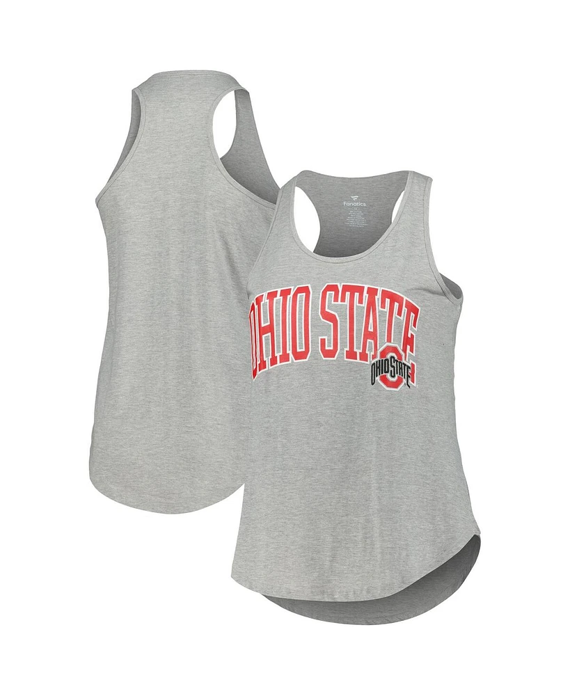 Profile Women's Heather Gray Ohio State Buckeyes Arch Logo Racerback Scoop Neck Tank Top