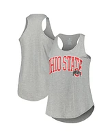 Profile Women's Heather Gray Ohio State Buckeyes Arch Logo Racerback Scoop Neck Tank Top