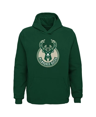 Outerstuff Big Boys and Girls Hunter Green Milwaukee Bucks Primary Logo Pullover Hoodie