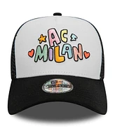 New Era Big Boys and Girls Black Ac Milan Wordmark E-Frame 9FORTY Trucker Adjustable Hat