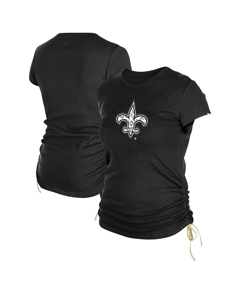 New Era Women's Black Orleans Saints Ruched Side T-Shirt