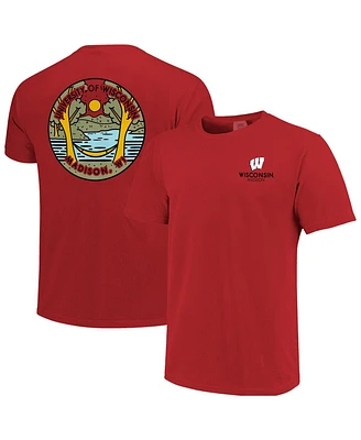 Image One Men's and Women's Red Wisconsin Badgers Scenic Comfort Colors T-Shirt