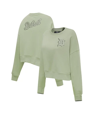 Pro Standard Women's Green Detroit Tigers Neutral Oversized Boxy Cropped Pullover Sweatshirt