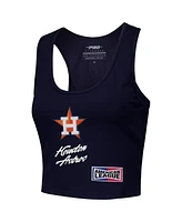 Pro Standard Women's Navy Houston Astros Fast Lane Fitted Tri-Blend Cropped Tank Top