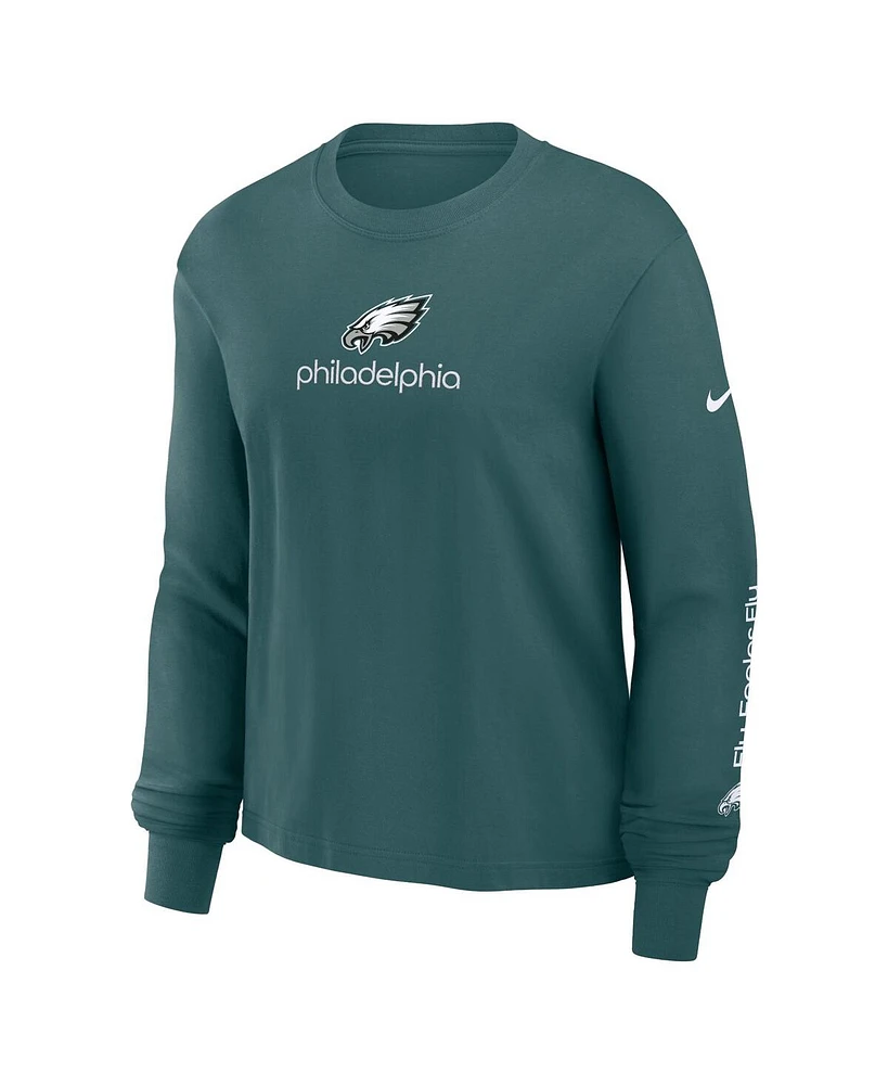 Nike Women's Midnight Green Philadelphia Eagles Boxy Long Sleeve T-Shirt