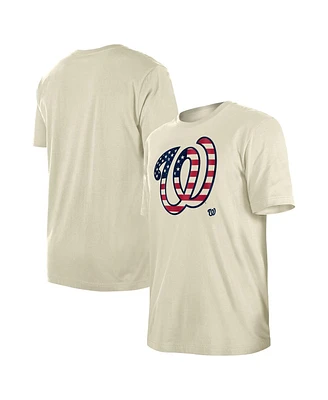 New Era Men's Cream Washington Nationals 4th of July Flag Fill T-Shirt