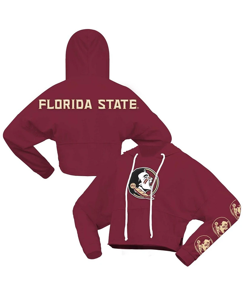 Spirit Jersey Women's Garnet Florida State Seminoles Oversized Cropped Pullover Hoodie