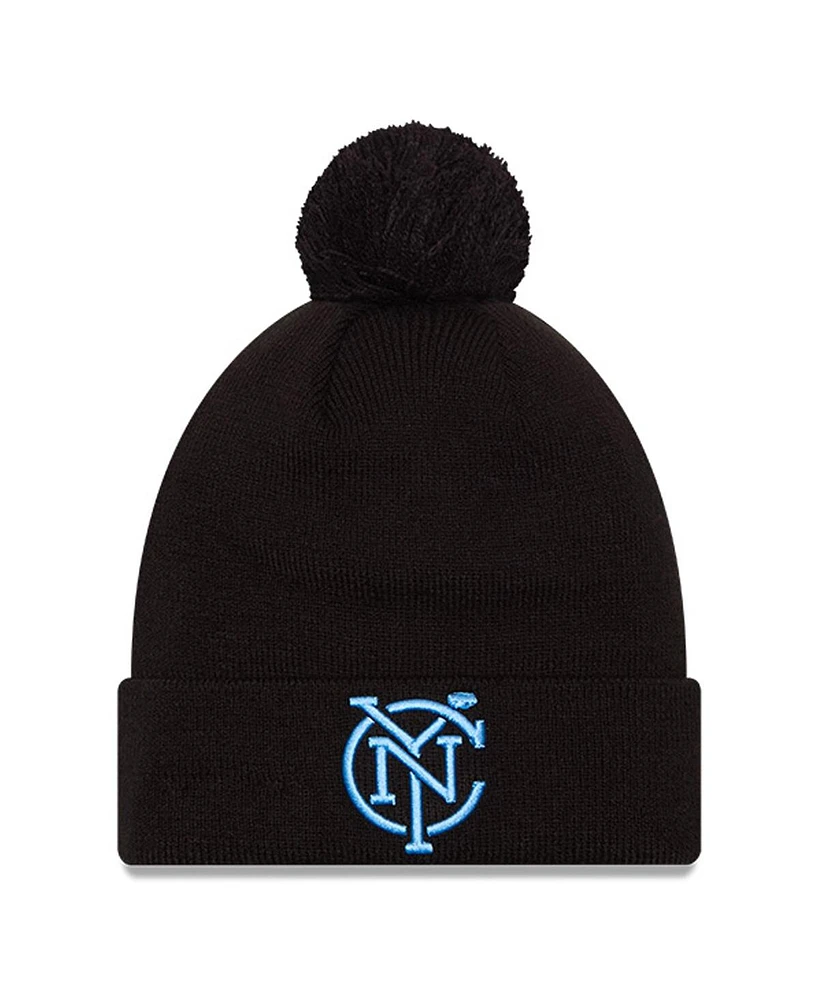 New Era Men's Black New York City Fc Jersey Hook Cuff Knit Hat with Pom