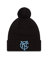 New Era Men's Black New York City Fc Jersey Hook Cuff Knit Hat with Pom