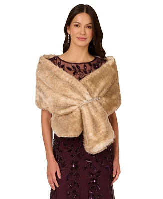 Adrianna Papell Women's Embellished Faux Fur Wrap