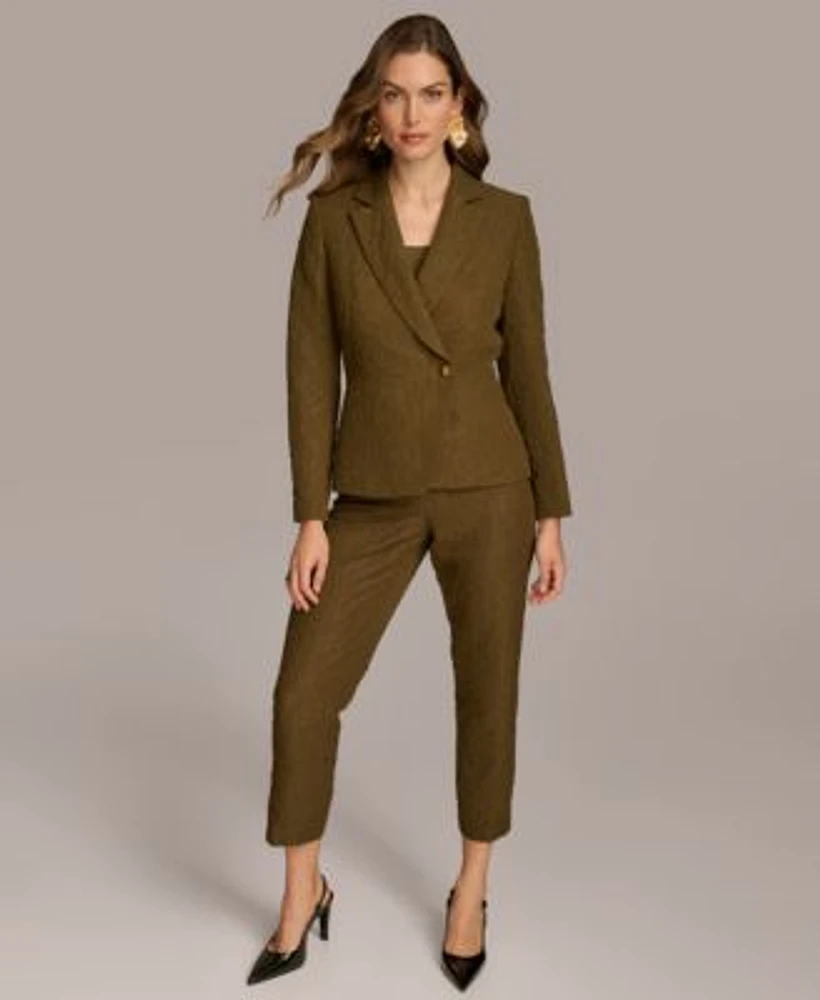 Donna Karan New York Womens Textured Blazer Slim Leg Pant