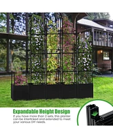 Costway 1 Pcs Raised Garden Bed with Trellis and Wheels Self-Watering Planter Box