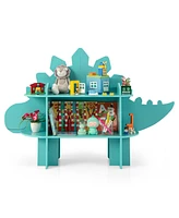 Costway Dinosaur Bookcase for Kids 2-Tier Toy Storage Organizer with Open Storage Shelves