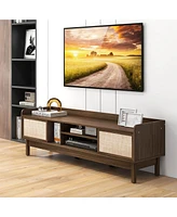Costway Wooden Tv Stand for TVs up to 65" with Storage Adjustable Shelf & Sliding Doors
