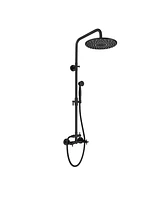 Boyel Living Exposed Pipe Complete Shower System 1-Spray Patterns with 2.5 Gpm 8 in. Wall Mount Dual Shower Heads